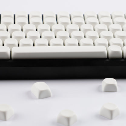 YMDK Pure White MOA Profile Keycap 129 Key Simple Style PBT Dye Sublimation Custom Keycaps for 61/68/84/87/98/104/108 MX Mechanical Keyboard