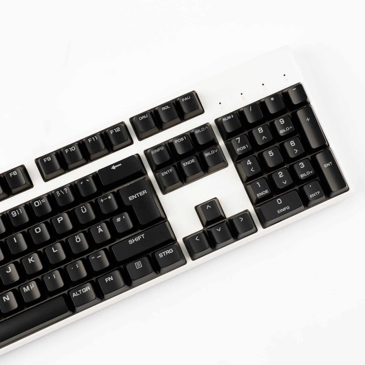 YMDK 105 Keys Swedish Backlit Black White OEM Profile ABS Spray-painted Keycaps for MX Mechanical Keyboards DIY Laser Engraving