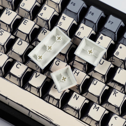 YMDK Comic Style Complete Full Set 136 Keys  Keycaps Mixed Light Keycap Creative Interesting PBT Cherry Profile Dye Sub for MX Mechanical Keyboard