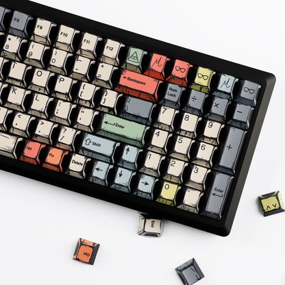 YMDK Comic Style Complete Full Set 136 Keys  Keycaps Mixed Light Keycap Creative Interesting PBT Cherry Profile Dye Sub for MX Mechanical Keyboard