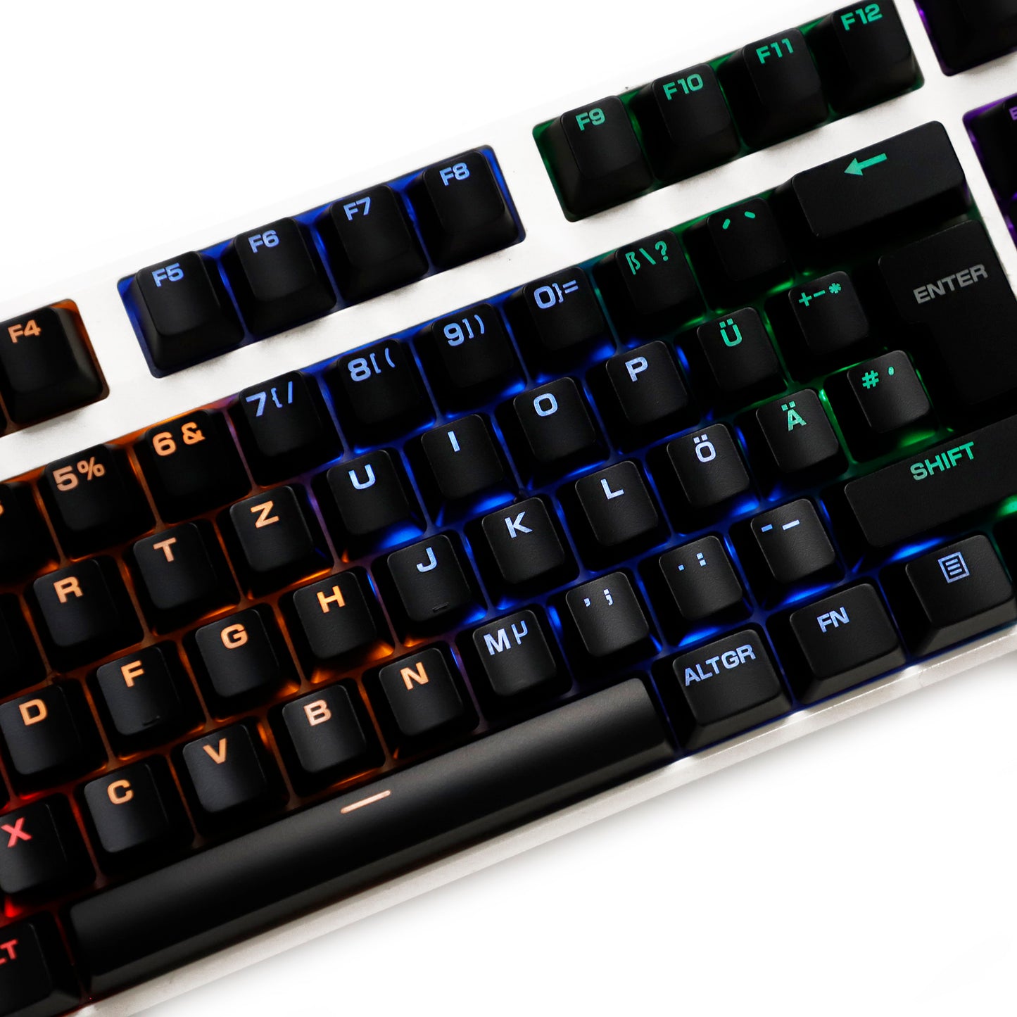 YMDK 105 Keys Swedish Backlit Black White OEM Profile ABS Spray-painted Keycaps for MX Mechanical Keyboards DIY Laser Engraving