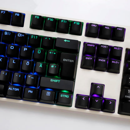 YMDK 105 Keys Swedish Backlit Black White OEM Profile ABS Spray-painted Keycaps for MX Mechanical Keyboards DIY Laser Engraving