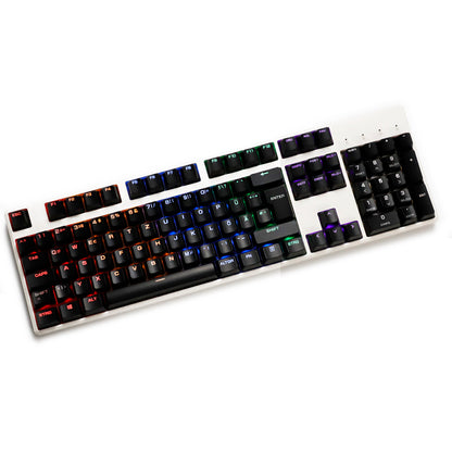 YMDK 105 Keys Swedish Backlit Black White OEM Profile ABS Spray-painted Keycaps for MX Mechanical Keyboards DIY Laser Engraving