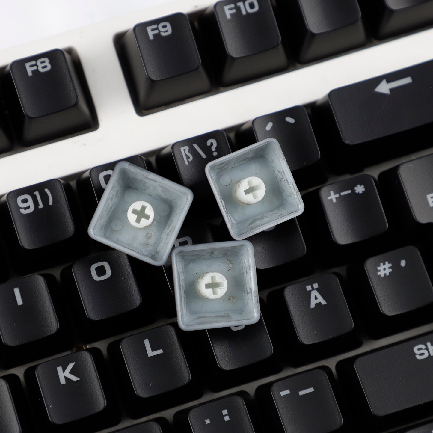 YMDK 105 Keys Swedish Backlit Black White OEM Profile ABS Spray-painted Keycaps for MX Mechanical Keyboards DIY Laser Engraving