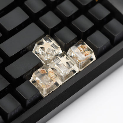 YMDK Conch Starfish Personalized Keycaps 4 keys Light-transmitting Key Cap Cute Novel Fresh Keycap Resin for Mechanical Keyboard