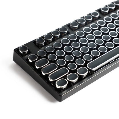 YMDK 104 Retro Electroplating Punk Cool Silver Round Blank Keycap for MX Mechanical Keyboard 61 75 87 104 Niu40 Corne Split46 36