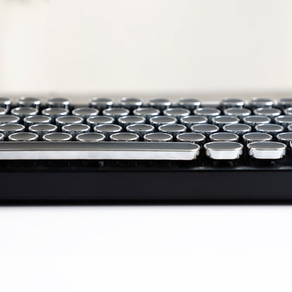 YMDK 104 Retro Electroplating Punk Cool Silver Round Blank Keycap for MX Mechanical Keyboard 61 75 87 104 Niu40 Corne Split46 36