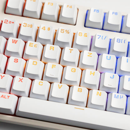 YMDK 105 Keys Swedish Backlit Black White OEM Profile ABS Spray-painted Keycaps for MX Mechanical Keyboards DIY Laser Engraving