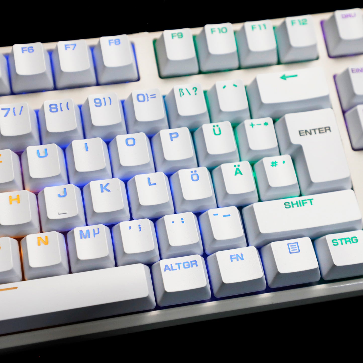 YMDK 105 Keys Swedish Backlit Black White OEM Profile ABS Spray-painted Keycaps for MX Mechanical Keyboards DIY Laser Engraving