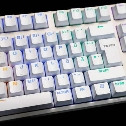 YMDK 105 Keys Swedish Backlit Black White OEM Profile ABS Spray-painted Keycaps for MX Mechanical Keyboards DIY Laser Engraving