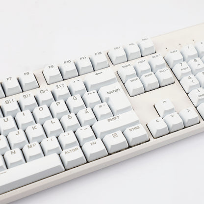 YMDK 105 Keys Swedish Backlit Black White OEM Profile ABS Spray-painted Keycaps for MX Mechanical Keyboards DIY Laser Engraving