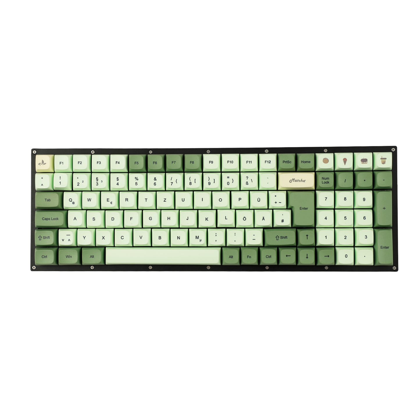 YMDK Matcha Theme ZDA Profile Keycap German French Spain ISO Keycaps（ Dye Sub PBT XDA V2 Support 104 96 87 61 KBD75 80 GK64 68 Keychron）