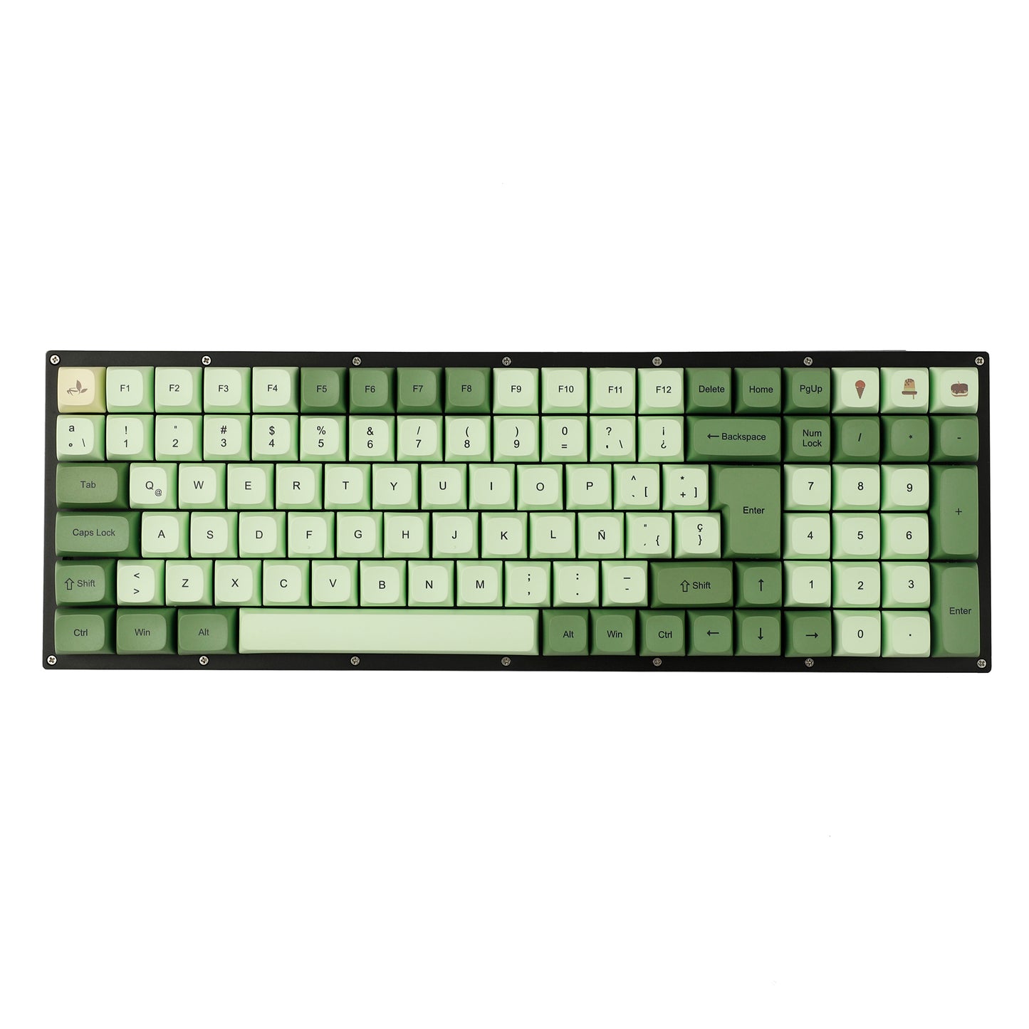 YMDK Matcha Theme ZDA Profile Keycap German French Spain ISO Keycaps（ Dye Sub PBT XDA V2 Support 104 96 87 61 KBD75 80 GK64 68 Keychron）