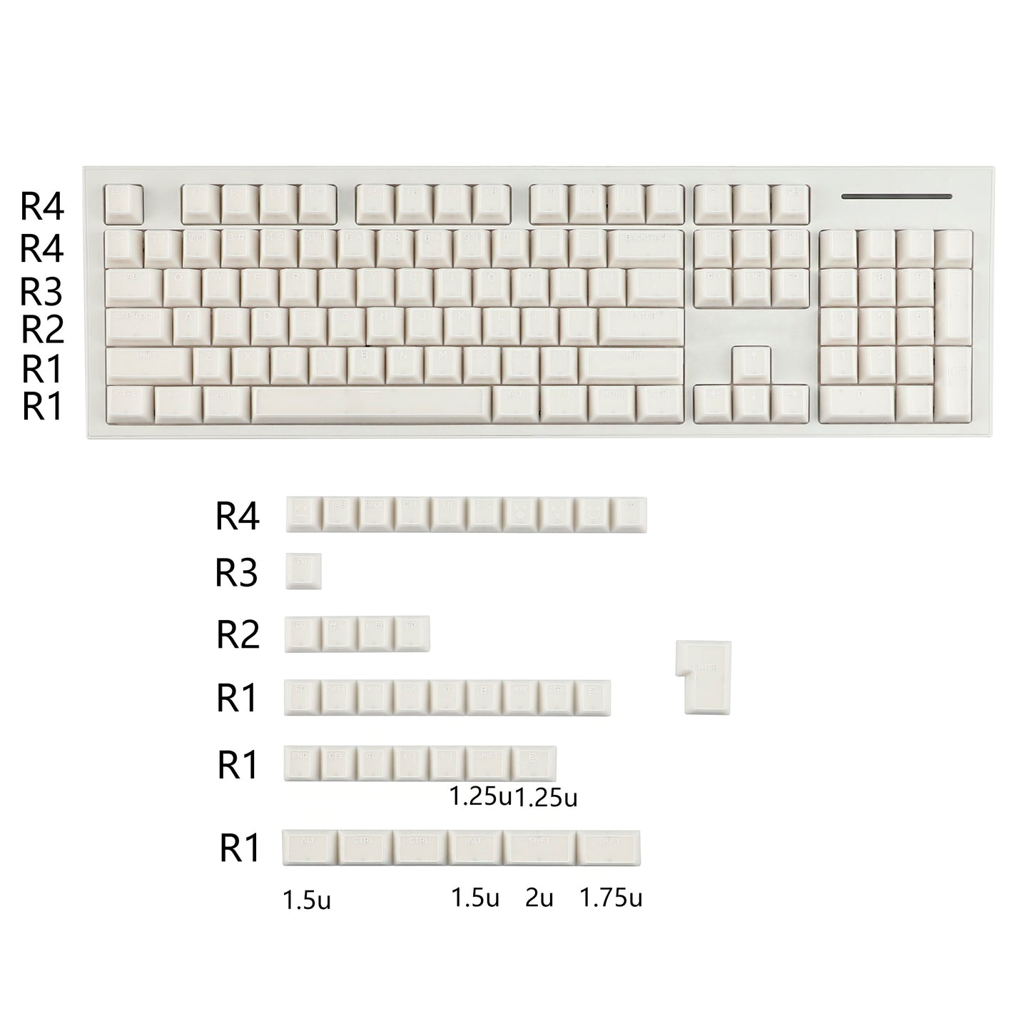 YMDK 142 Keys Jade Frame Keycaps White Character Border PBT Double Shot Cherry Profile Keycap for 61/68/84/87/98/104/108 Layout MX Mechanical Keyboard