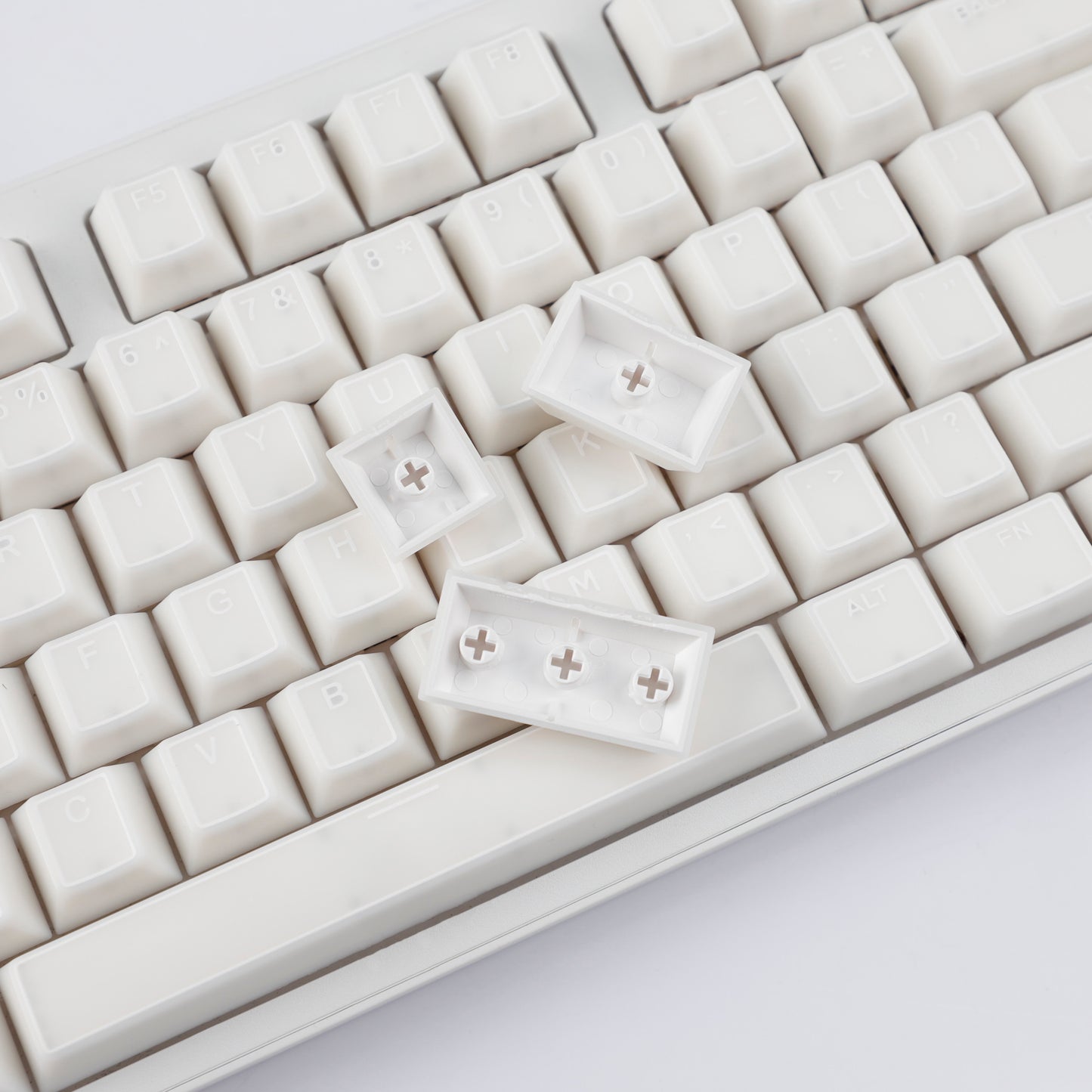 YMDK 142 Keys Jade Frame Keycaps White Character Border PBT Double Shot Cherry Profile Keycap for 61/68/84/87/98/104/108 Layout MX Mechanical Keyboard