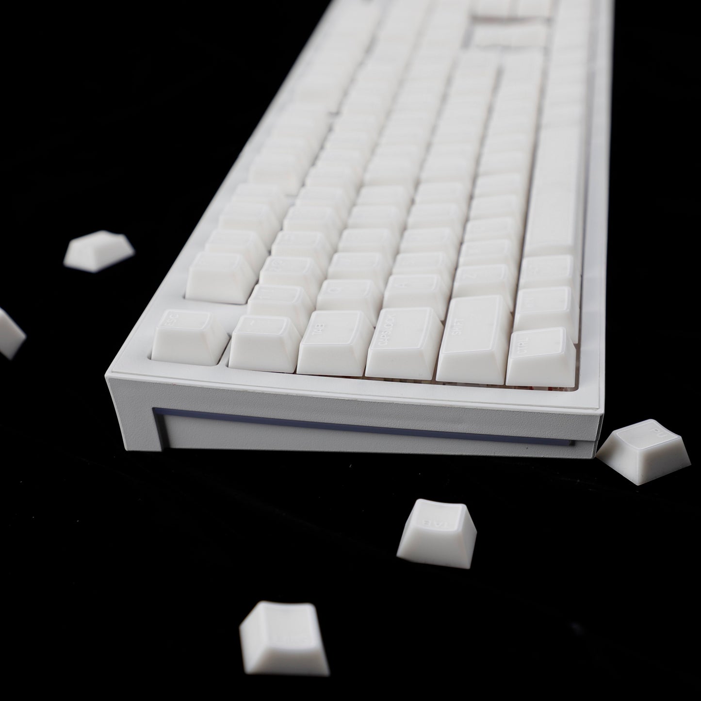 YMDK 142 Keys Jade Frame Keycaps White Character Border PBT Double Shot Cherry Profile Keycap for 61/68/84/87/98/104/108 Layout MX Mechanical Keyboard