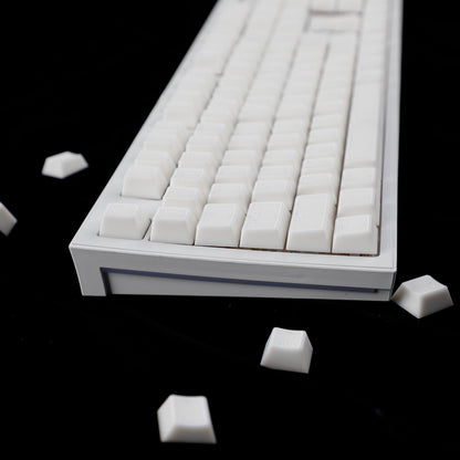 YMDK 142 Keys Jade Frame Keycaps White Character Border PBT Double Shot Cherry Profile Keycap for 61/68/84/87/98/104/108 Layout MX Mechanical Keyboard