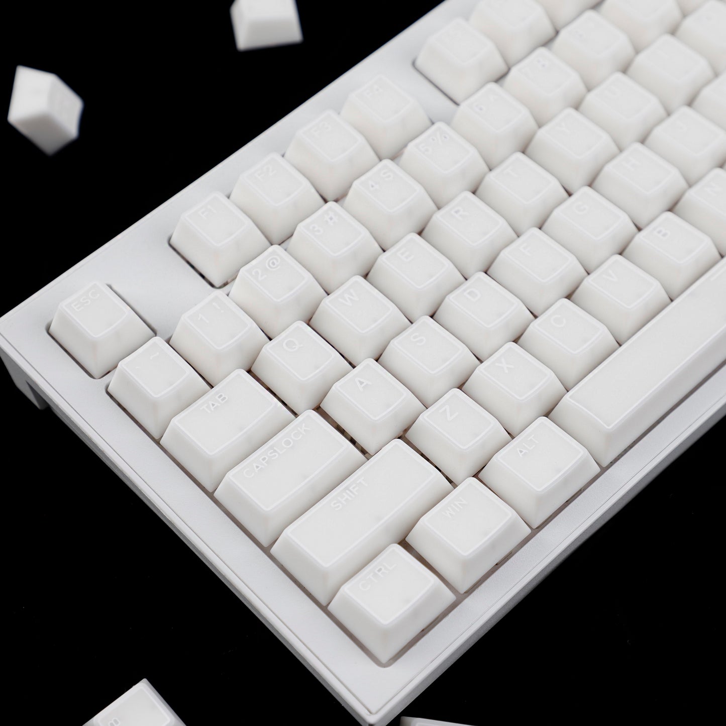 YMDK 142 Keys Jade Frame Keycaps White Character Border PBT Double Shot Cherry Profile Keycap for 61/68/84/87/98/104/108 Layout MX Mechanical Keyboard