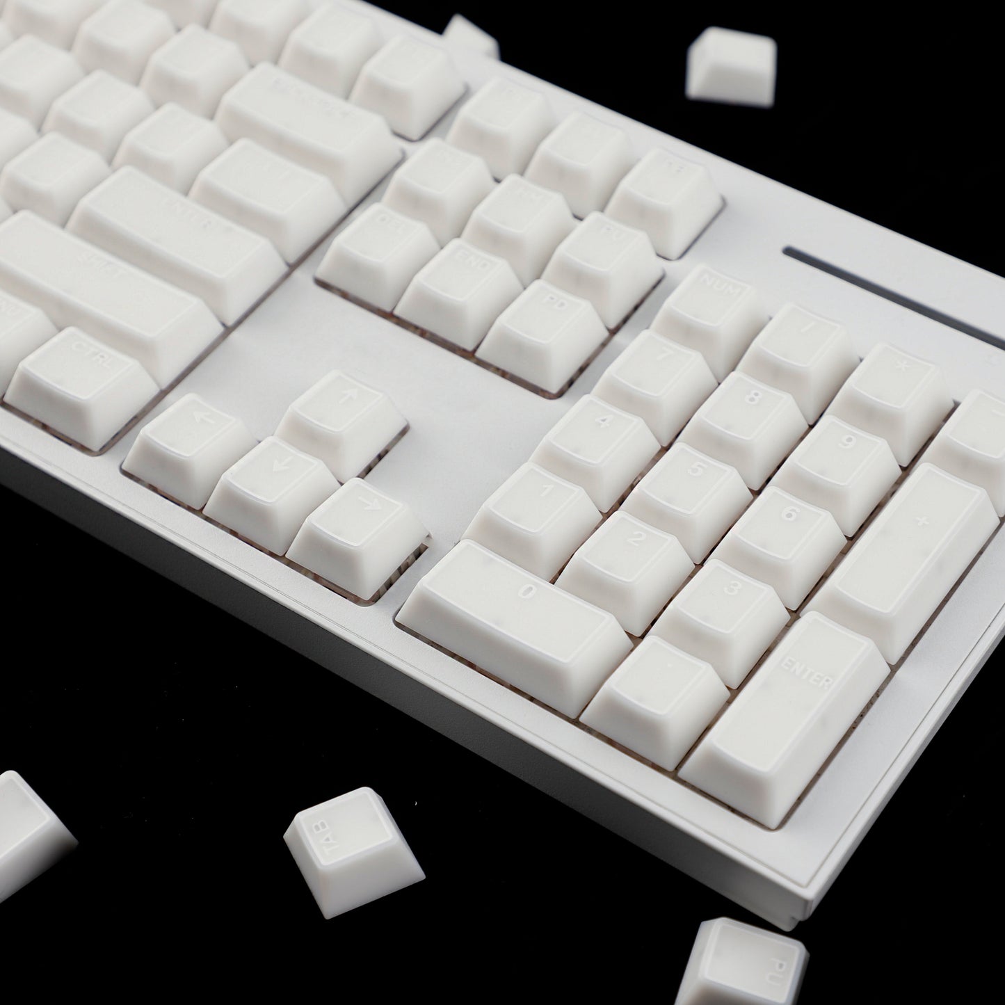 YMDK 142 Keys Jade Frame Keycaps White Character Border PBT Double Shot Cherry Profile Keycap for 61/68/84/87/98/104/108 Layout MX Mechanical Keyboard
