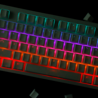 YMDK 142 Keys Jade Frame Keycaps White Character Border PBT Double Shot Cherry Profile Keycap for 61/68/84/87/98/104/108 Layout MX Mechanical Keyboard