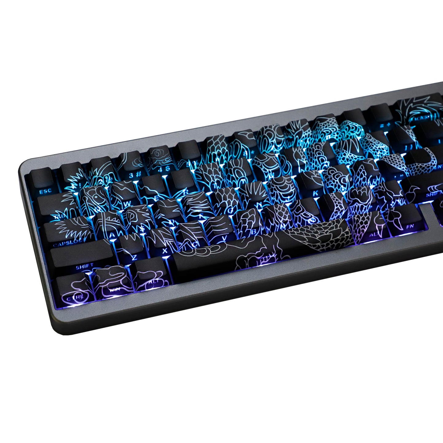 YMDK Chinese Dragon Theme Keycaps Full Set 78 keys Creative PBT Dye Sub Cherry Profile Light-transmitting for 60/61/64/68 MX Mechanical Keyboard