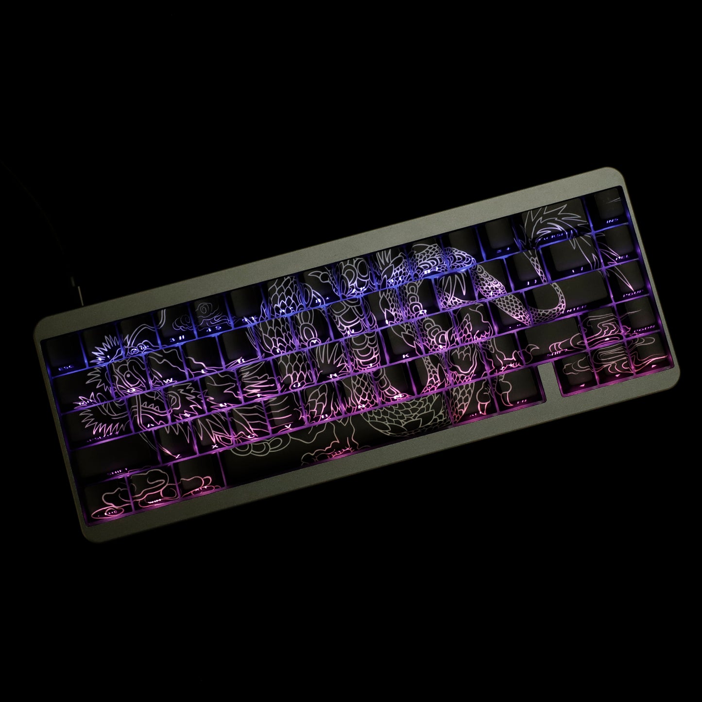 YMDK Chinese Dragon Theme Keycaps Full Set 78 keys Creative PBT Dye Sub Cherry Profile Light-transmitting for 60/61/64/68 MX Mechanical Keyboard