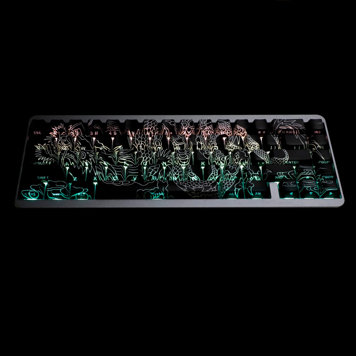 YMDK Chinese Dragon Theme Keycaps Full Set 78 keys Creative PBT Dye Sub Cherry Profile Light-transmitting for 60/61/64/68 MX Mechanical Keyboard