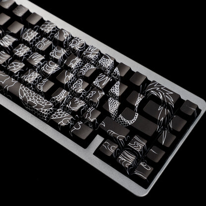 YMDK Chinese Dragon Theme Keycaps Full Set 78 keys Creative PBT Dye Sub Cherry Profile Light-transmitting for 60/61/64/68 MX Mechanical Keyboard