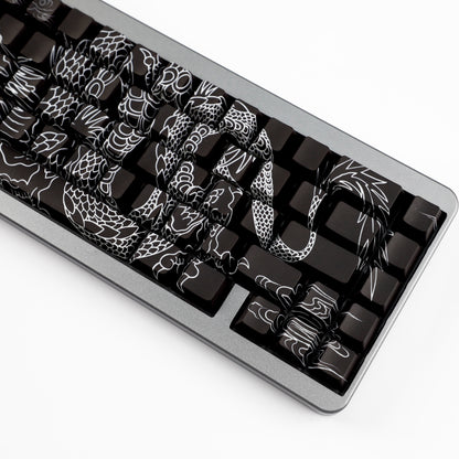 YMDK Chinese Dragon Theme Keycaps Full Set 78 keys Creative PBT Dye Sub Cherry Profile Light-transmitting for 60/61/64/68 MX Mechanical Keyboard