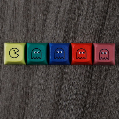 YMDK Cherry ZDA Cat OEM Profile Pacman Theme 5 PCS PBT Key caps Custom Five Dye Sublimation Keycaps for MX Mechanical Gaming Keyboard