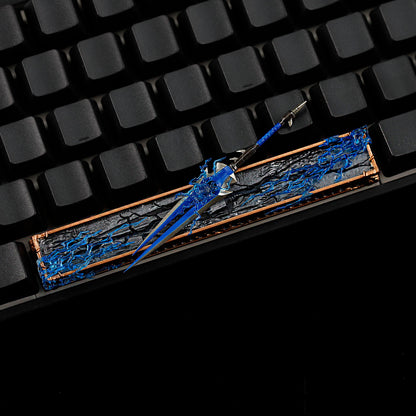 YMDK 6.25u Sparebar Key Detachable Blue Metal Sword Cool Unique Resin Material Personalized Keycaps for MX Mechanical Keyboards
