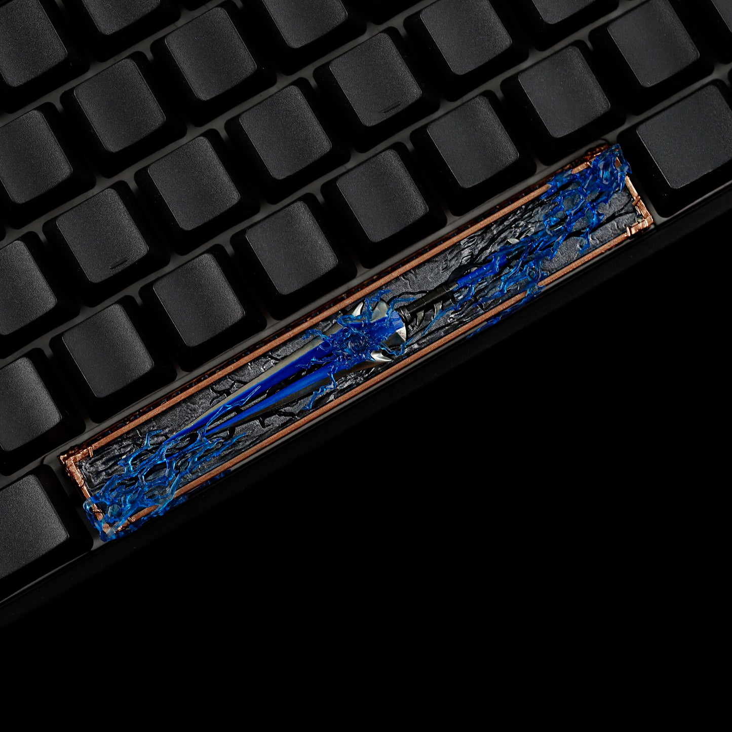YMDK 6.25u Sparebar Key Detachable Blue Metal Sword Cool Unique Resin Material Personalized Keycaps for MX Mechanical Keyboards