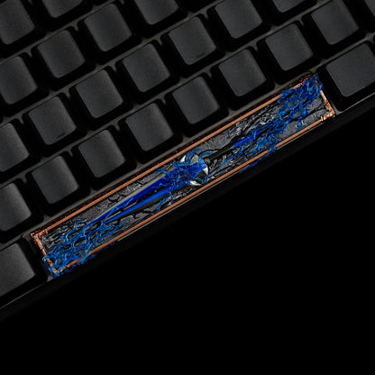 YMDK 6.25u Sparebar Key Detachable Blue Metal Sword Cool Unique Resin Material Personalized Keycaps for MX Mechanical Keyboards