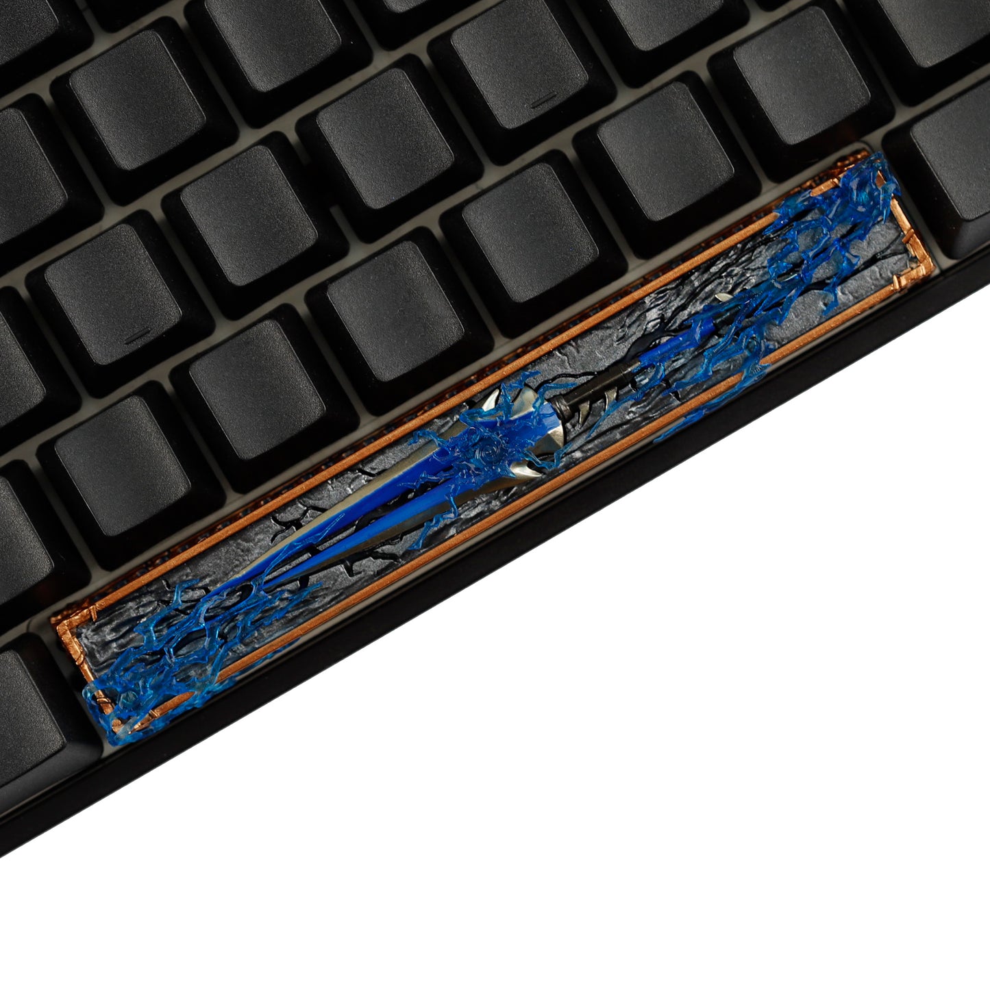 YMDK 6.25u Sparebar Key Detachable Blue Metal Sword Cool Unique Resin Material Personalized Keycaps for MX Mechanical Keyboards