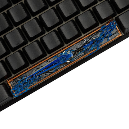 YMDK 6.25u Sparebar Key Detachable Blue Metal Sword Cool Unique Resin Material Personalized Keycaps for MX Mechanical Keyboards