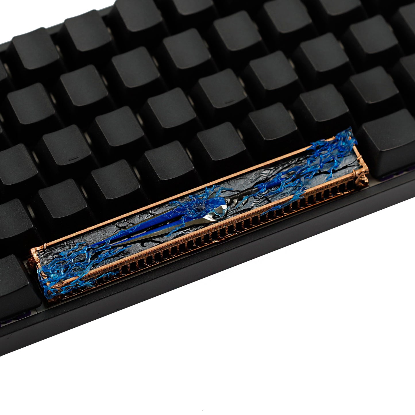 YMDK 6.25u Sparebar Key Detachable Blue Metal Sword Cool Unique Resin Material Personalized Keycaps for MX Mechanical Keyboards