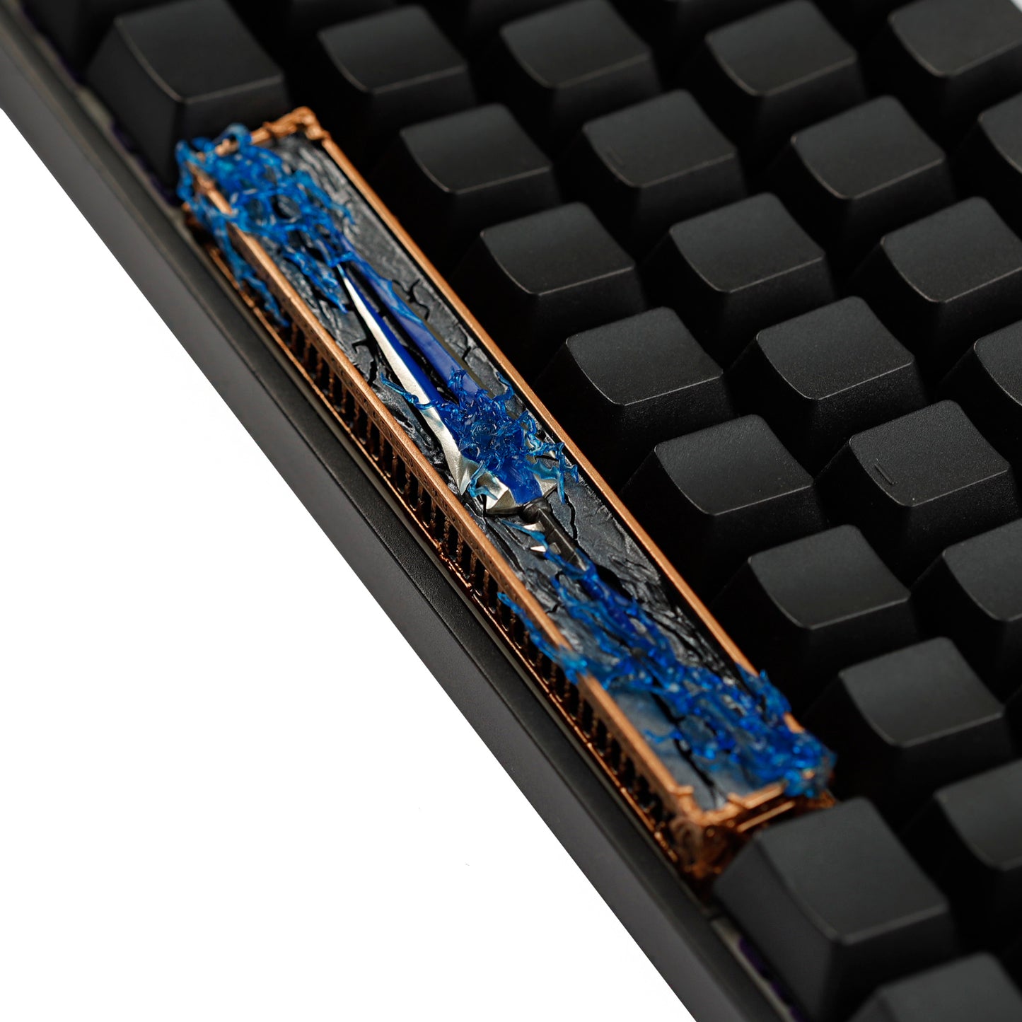 YMDK 6.25u Sparebar Key Detachable Blue Metal Sword Cool Unique Resin Material Personalized Keycaps for MX Mechanical Keyboards