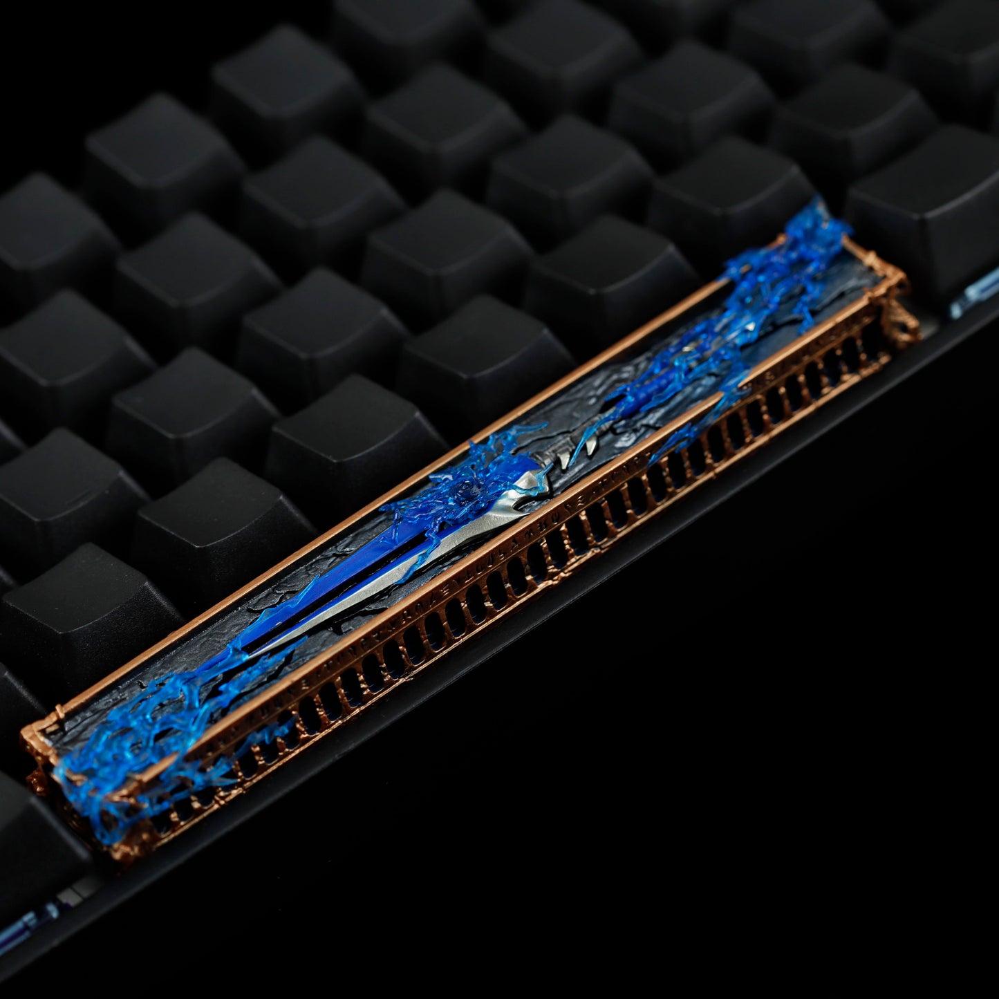 YMDK 6.25u Sparebar Key Detachable Blue Metal Sword Cool Unique Resin Material Personalized Keycaps for MX Mechanical Keyboards