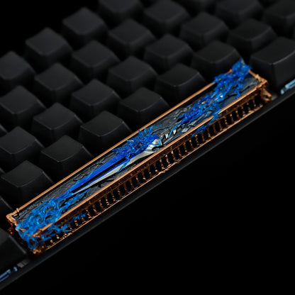 YMDK 6.25u Sparebar Key Detachable Blue Metal Sword Cool Unique Resin Material Personalized Keycaps for MX Mechanical Keyboards