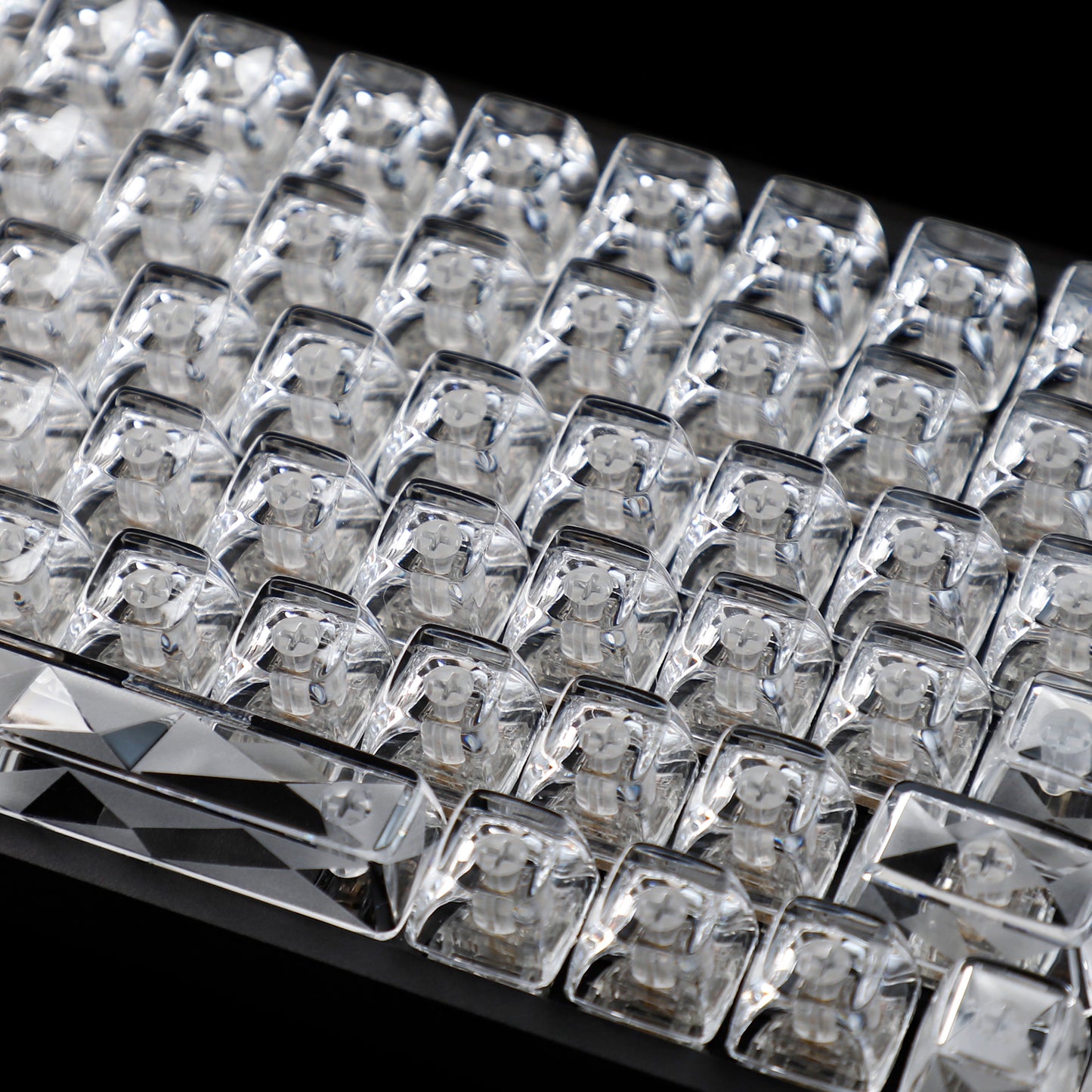 YMDK Transparent Diamond Keycaps Crystal Clear Key Caps 114 Pcs Unengraved PC for 68/75/87/98/104/108 MX Mechanical Keyboard