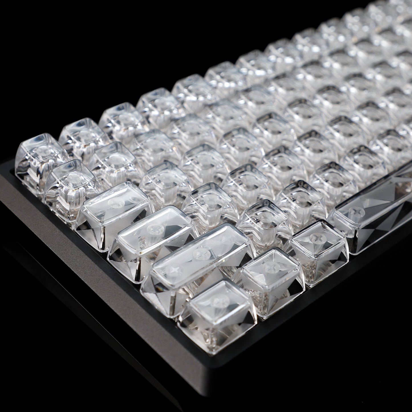 YMDK Transparent Diamond Keycaps Crystal Clear Key Caps 114 Pcs Unengraved PC for 68/75/87/98/104/108 MX Mechanical Keyboard