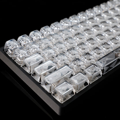 YMDK Transparent Diamond Keycaps Crystal Clear Key Caps 114 Pcs Unengraved PC for 68/75/87/98/104/108 MX Mechanical Keyboard