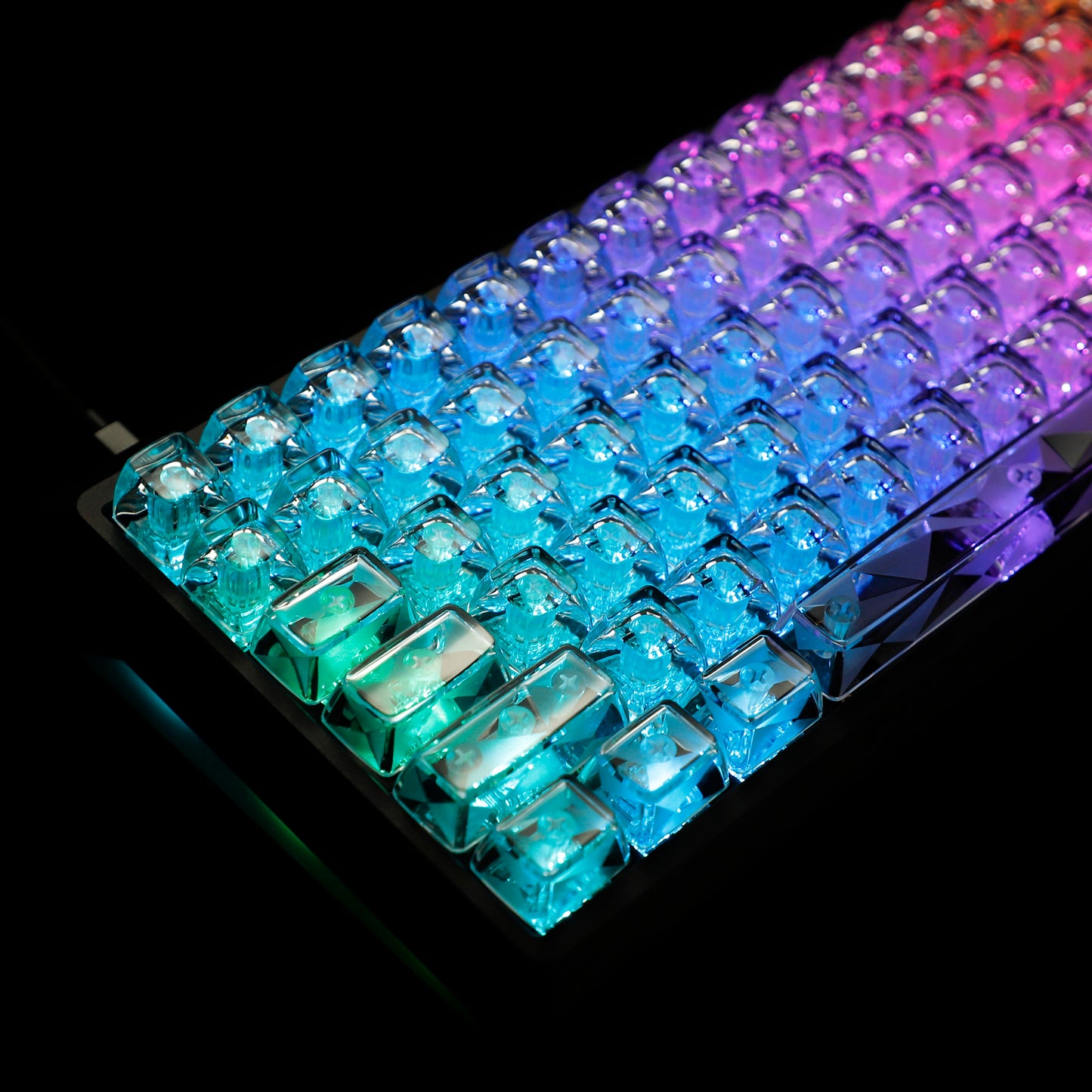 YMDK Transparent Diamond Keycaps Crystal Clear Key Caps 114 Pcs Unengraved PC for 68/75/87/98/104/108 MX Mechanical Keyboard