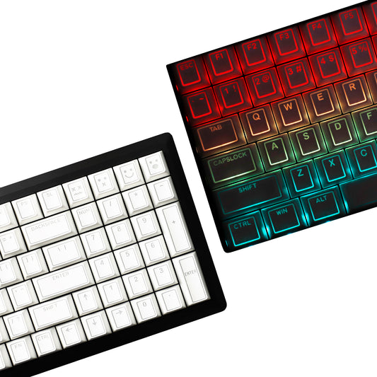 YMDK 142 Keys Light Frame White Character Border PBT Double Shot Backlit Shine Through Cherry Profile for for 61/68/84/87/98/104/108 Layout MX Mechanical Keyboard