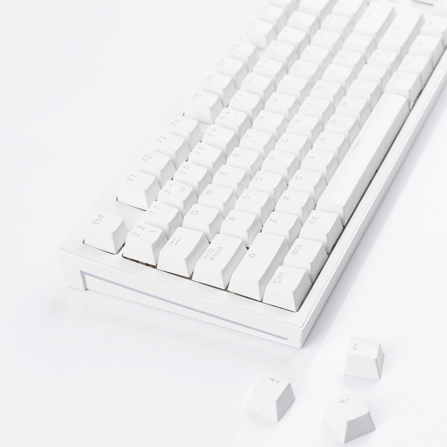 YMDK Minimalist Solid Color Backlit Spain Full Set 132 Key Double Shot OEM Profile for 68/75/87/98/104/108 MX Mechanical Keyboard