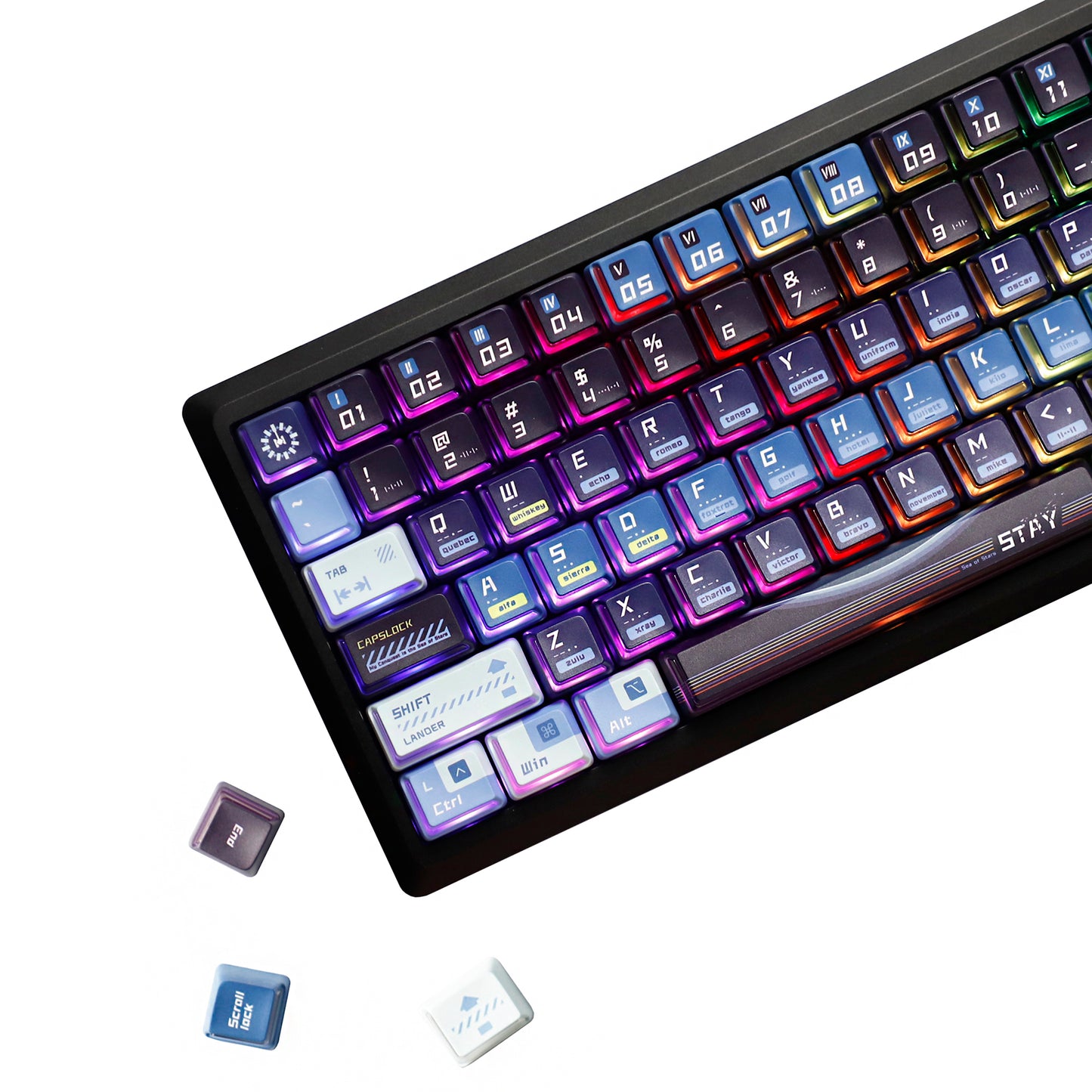 YMDK Future Theme Keycaps  PBT PC Transparent Dye Sublimation Cherry Profile Key capfor Mechanical Keyboard
