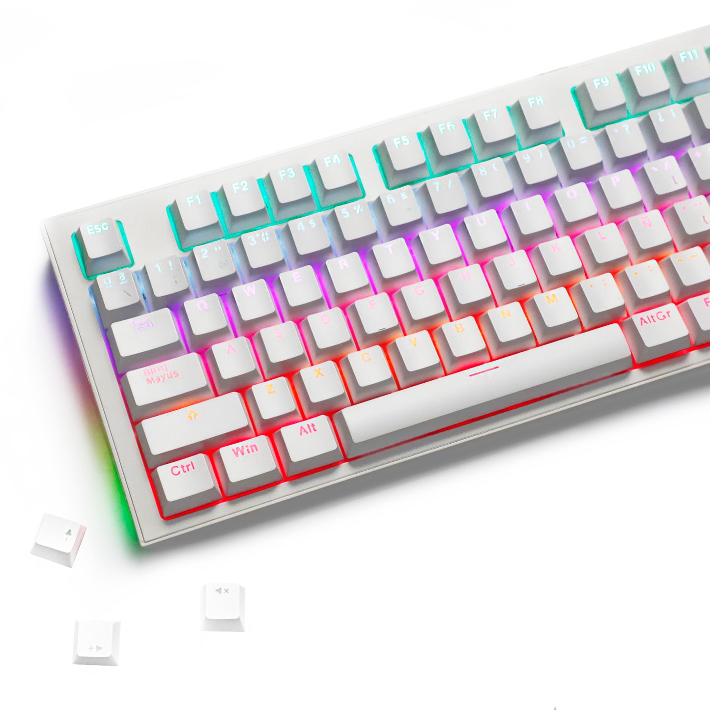 YMDK Minimalist Solid Color Backlit Spain Full Set 132 Key Double Shot OEM Profile for 68/75/87/98/104/108 MX Mechanical Keyboard