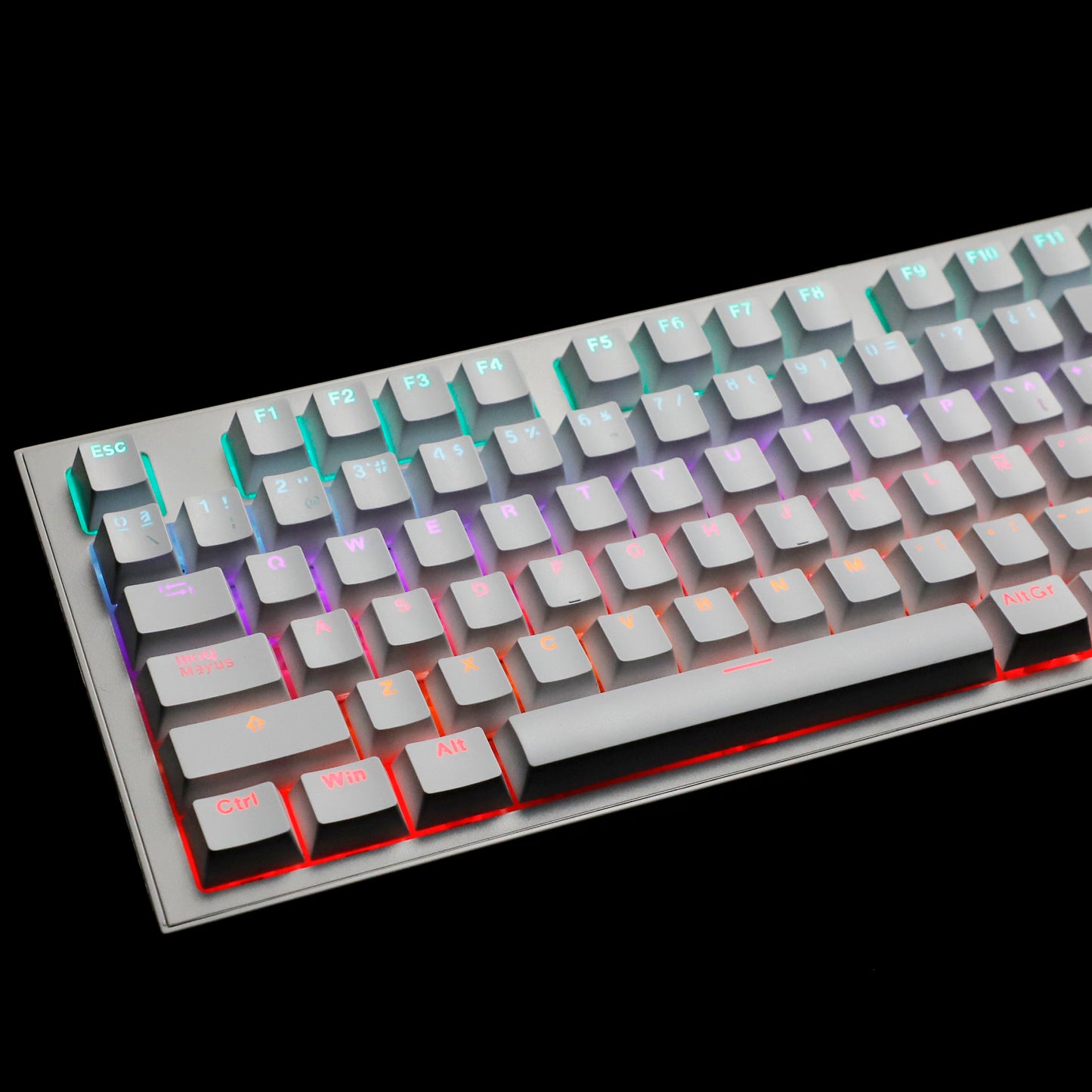 YMDK Minimalist Solid Color Backlit Spain Full Set 132 Key Double Shot OEM Profile for 68/75/87/98/104/108 MX Mechanical Keyboard