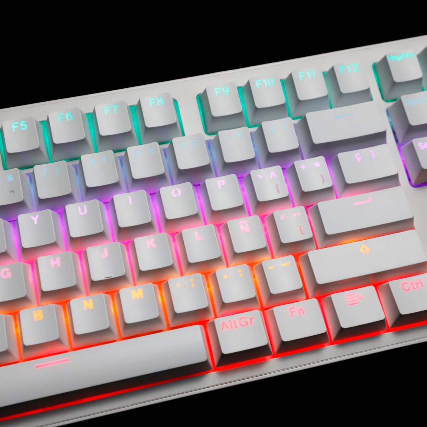 YMDK Minimalist Solid Color Backlit Spain Full Set 132 Key Double Shot OEM Profile for 68/75/87/98/104/108 MX Mechanical Keyboard