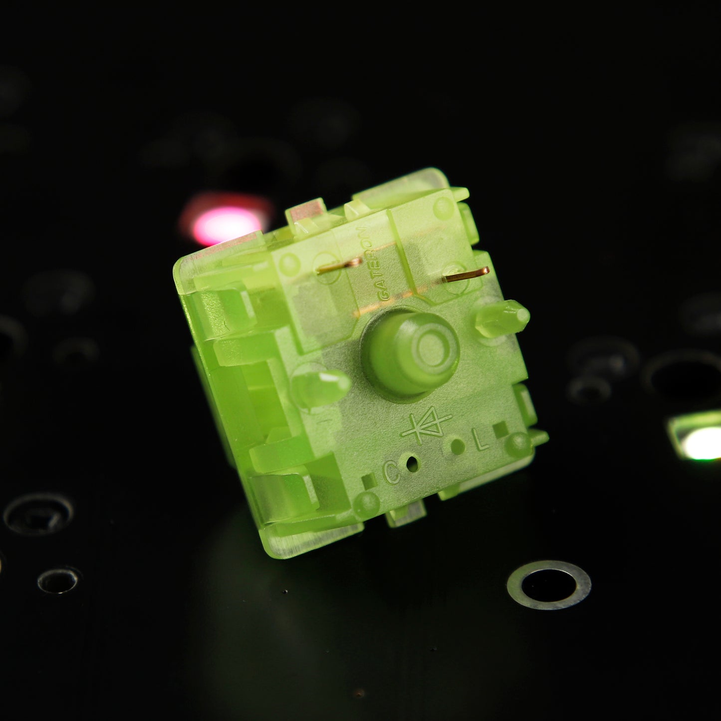 Gateron Luciola 5 pin Linear Luminous Switches High Gloss Trasparent Green Top Housing 55g For Mx Mechanical Keyboard